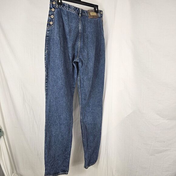 Vintage Lawman Juniors Straight Leg Mom Jeans 13 34 Buttons Medium Wash Tall Blu - Picture 7 of 8